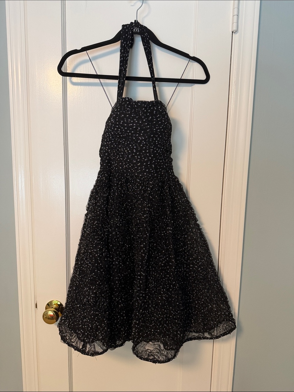 Adrianna Papell Halter Tulle Dress with 3D Rosettes Size 0